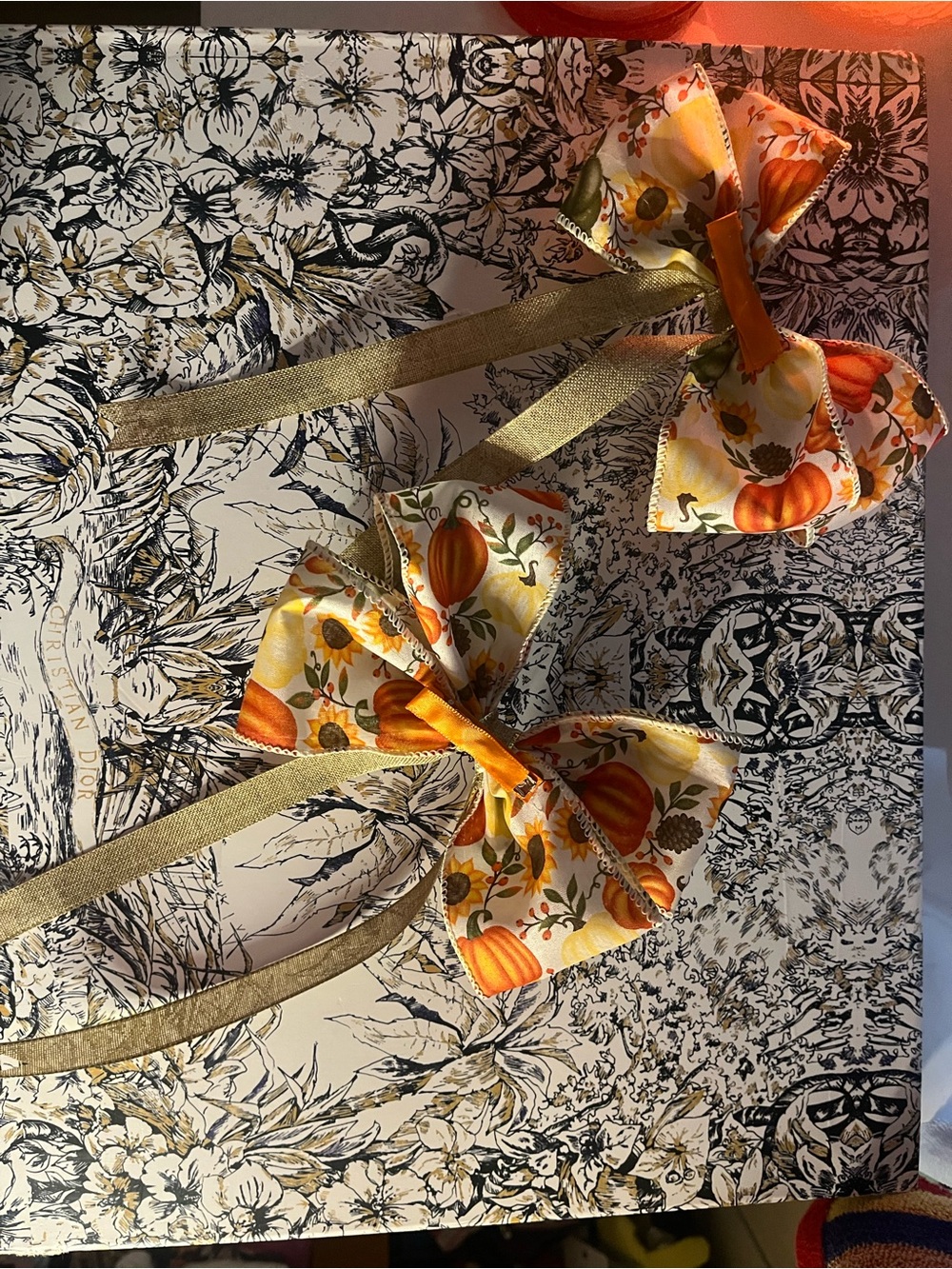 Handmade Gold Ribbon Floral & Stripe Bow Headbands - Women Accessories - Picture 2 of 2